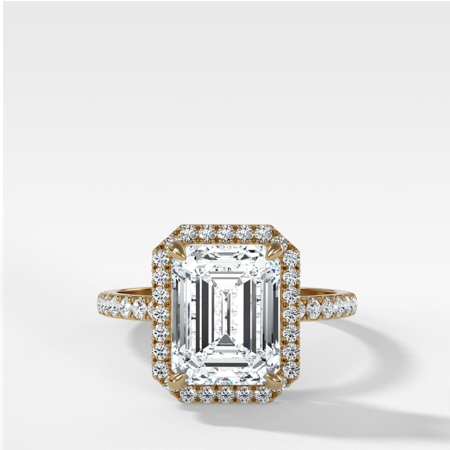 Aurora Pavé Halo ring by GOODSTONE, showing flush-set pavé diamonds with uniform bead work