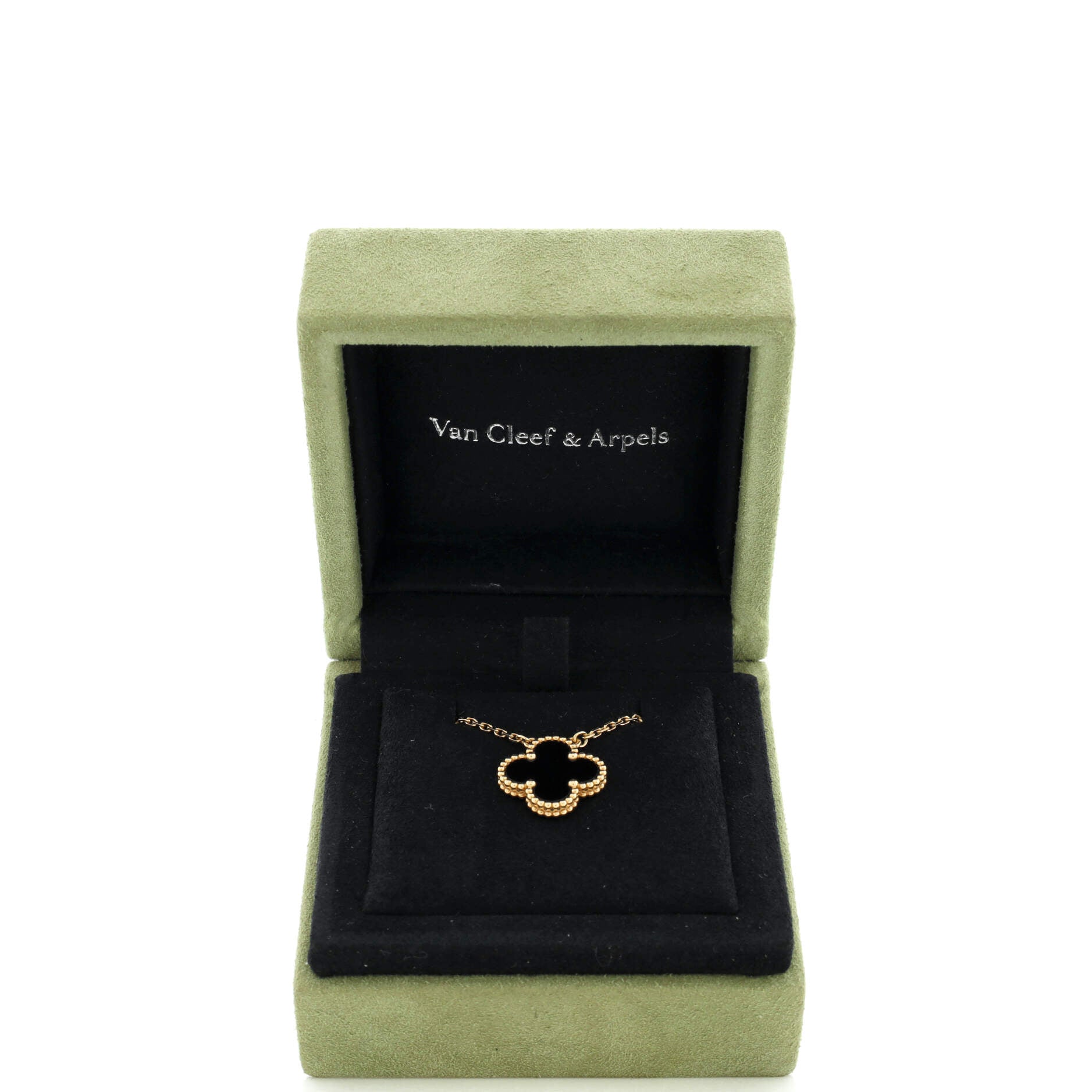 Van Cleef & Arpels Vintage Alhambra pendant, 18K yellow gold and onyx